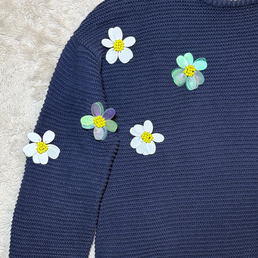 ZARA Knitwear Fancy Collection Navy Blue Sweater (Size 10Y / 140cm) - Picture 3 of 8
